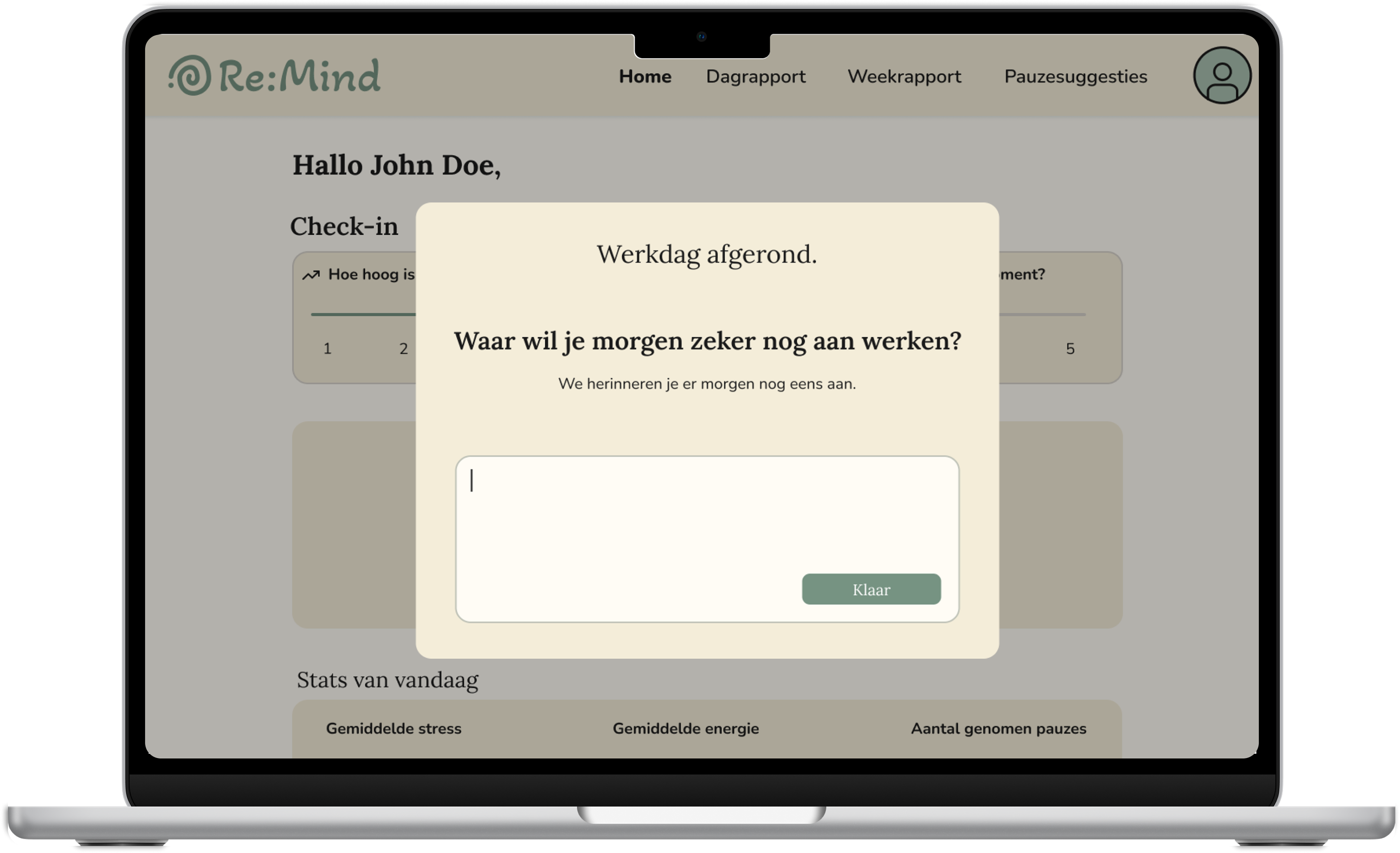 Voorbeeld van de afsluitroutine